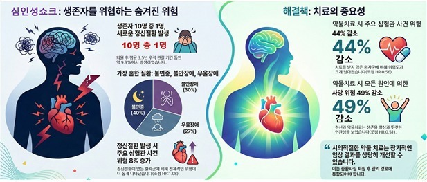 심장 쇼크 환자 10명 중 1명, 퇴원 후 우울증·불안장애 경험