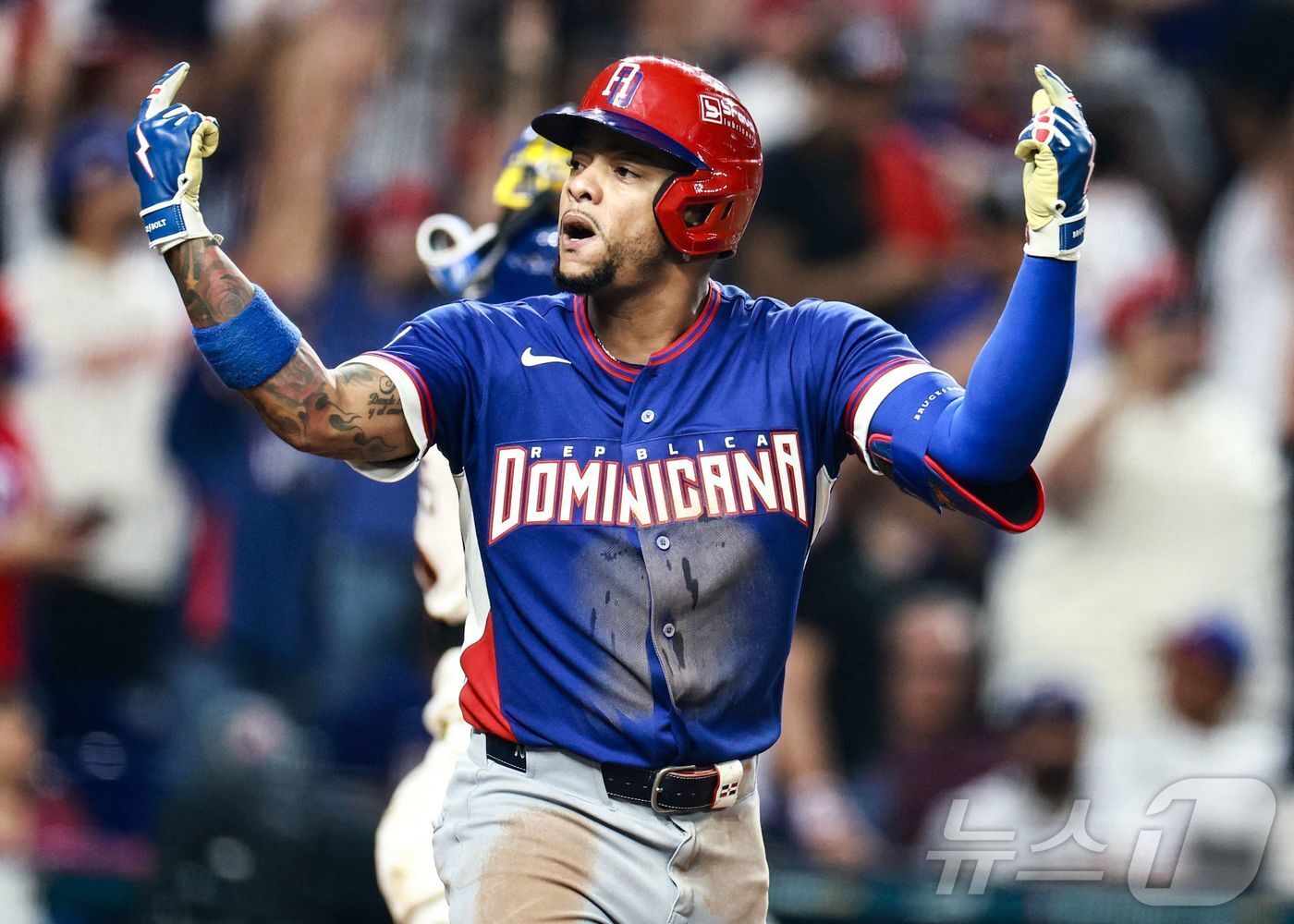 본문 이미지 - 도미니카공화국은 2026 WBC 1라운드 홈런 13개를 몰아쳤다. ⓒ AFP=뉴스1