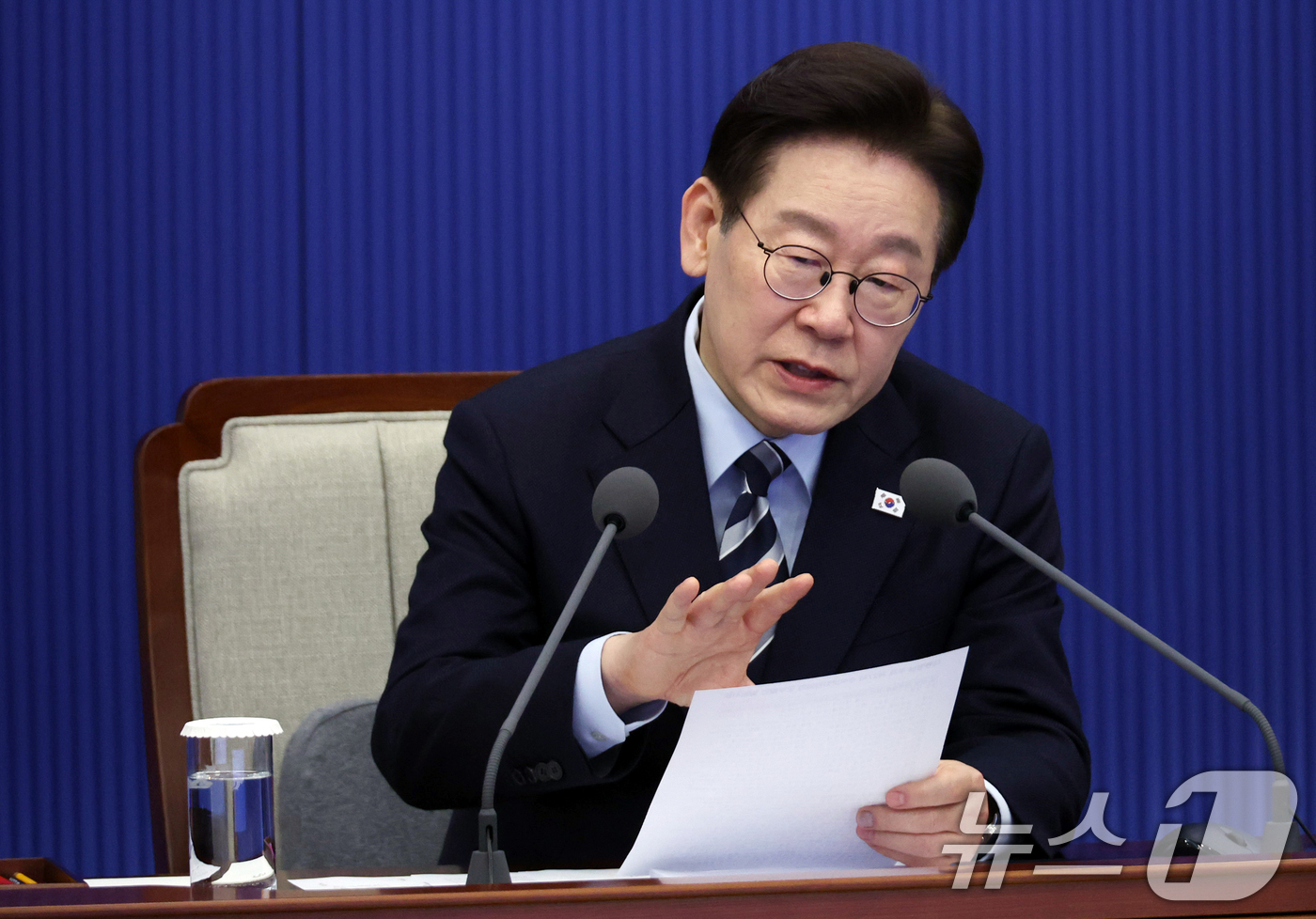 (서울=뉴스1) 허경 기자 = 이재명 대통령이 12일 청와대 여민관에서 열린 수석보좌관회의에서 발언하고 있다. (청와대통신사진기자단) 2026.3.12/뉴스1