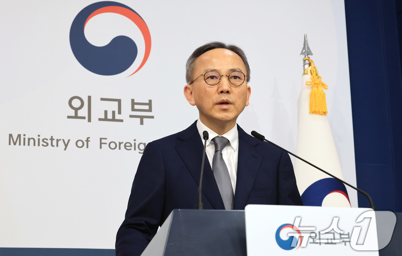 (서울=뉴스1) 임세영 기자 = 박일 외교부 대변인이 12일 서울 종로구 정부서울청사에서 정례브리핑을 하고 있다. 2026.3.12/뉴스1