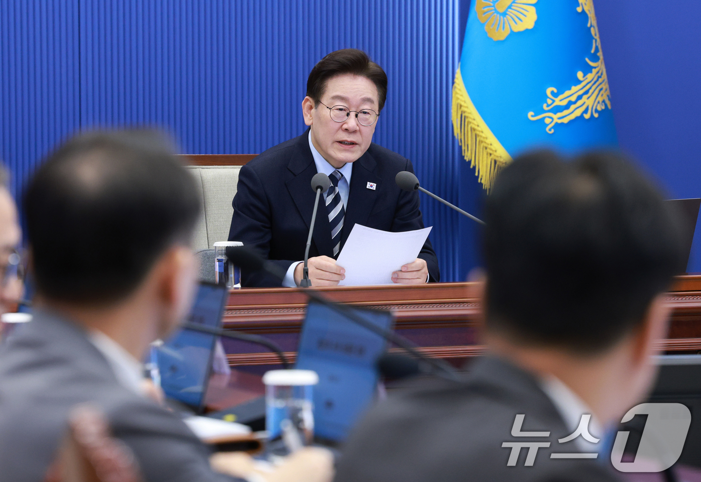 (서울=뉴스1) 허경 기자 = 이재명 대통령이 12일 청와대 여민관에서 열린 수석보좌관회의에서 발언하고 있다. (청와대통신사진기자단) 2026.3.12/뉴스1