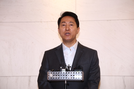 지선 후보 등록 관련 브리핑 하는 오세훈 시장