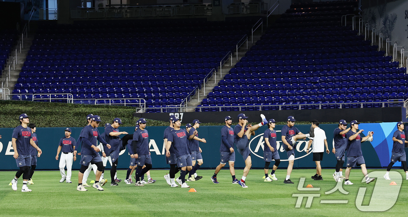 (마이애미=뉴스1) 구윤성 기자 = 류지현 감독이 이끄는 대한민국 야구 대표팀 선수들이 12일 오후(현지시간) 미국 플로리다주 마이애미 론디포파크에서 2026 월드베이스볼클래식(W …