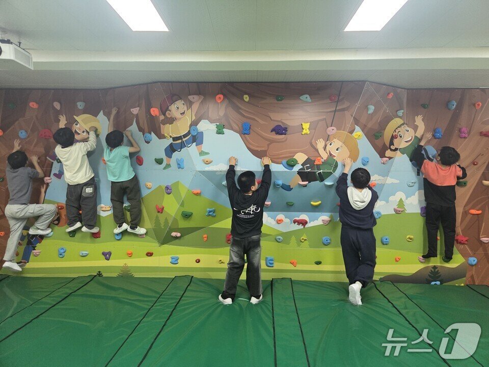 본문 이미지 - 여수남산초등학교 클라이밍 수업 장면.(전남교육청 제공, 재판매 및.DB 금지)/뉴스1  