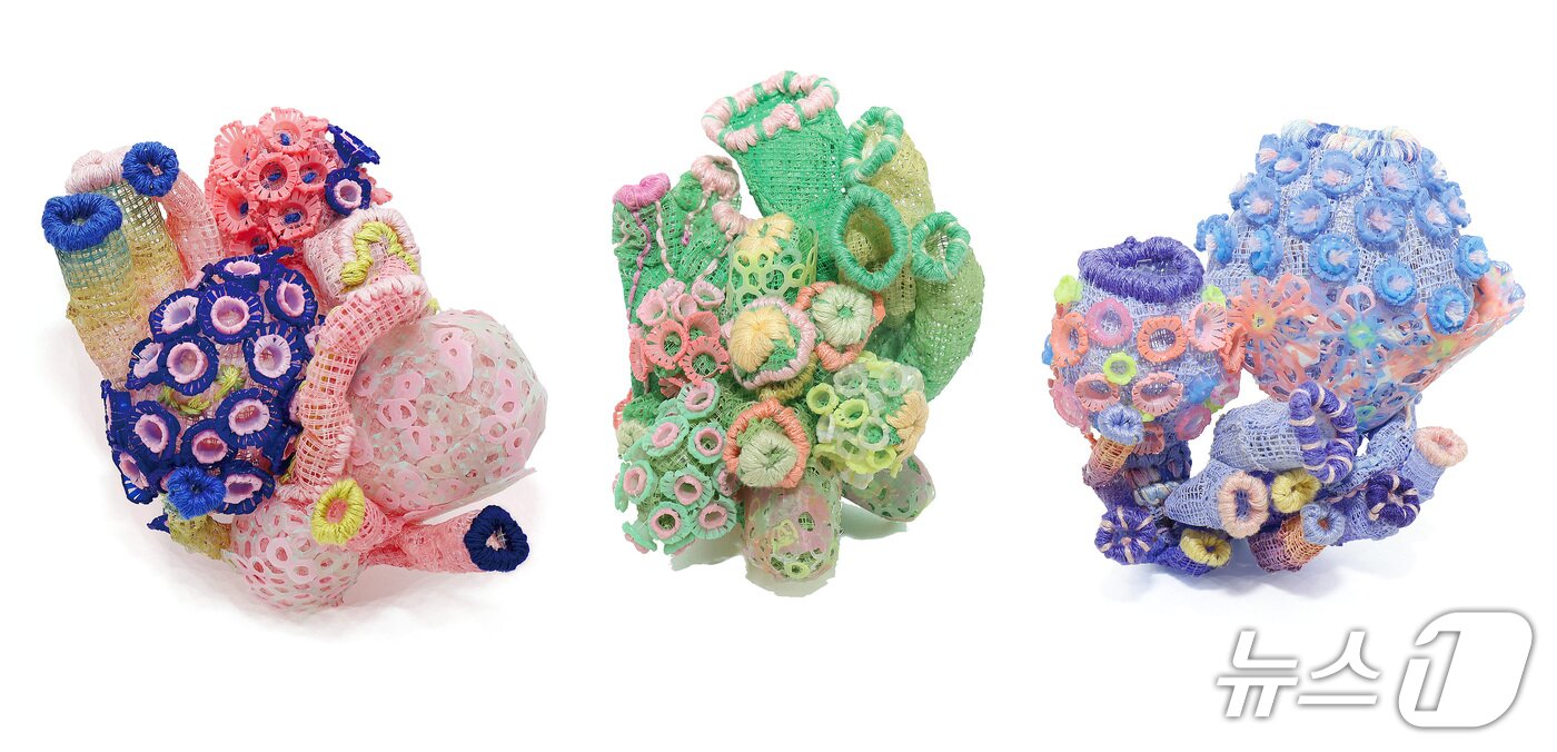 본문 이미지 - 버려진 일회용 빨대를 활용한 브로치. 계명대 대학원생 정수빈 씨 작품. (계명대 제공. 재판매 및 DB 금지)