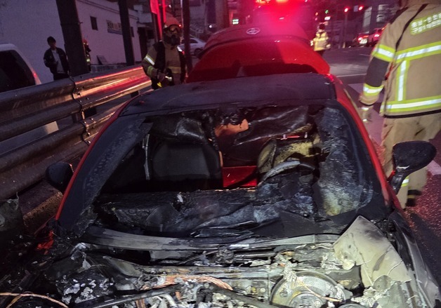 천안 구성동서 달리던 외제차 불…인명피해 없어