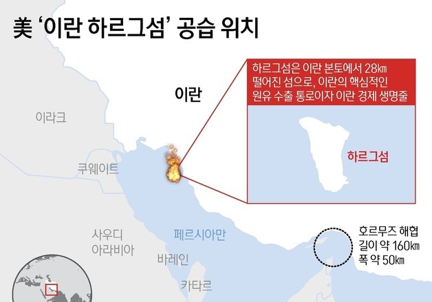 [그래픽] 美 '이란 하르그섬' 공습 위치
