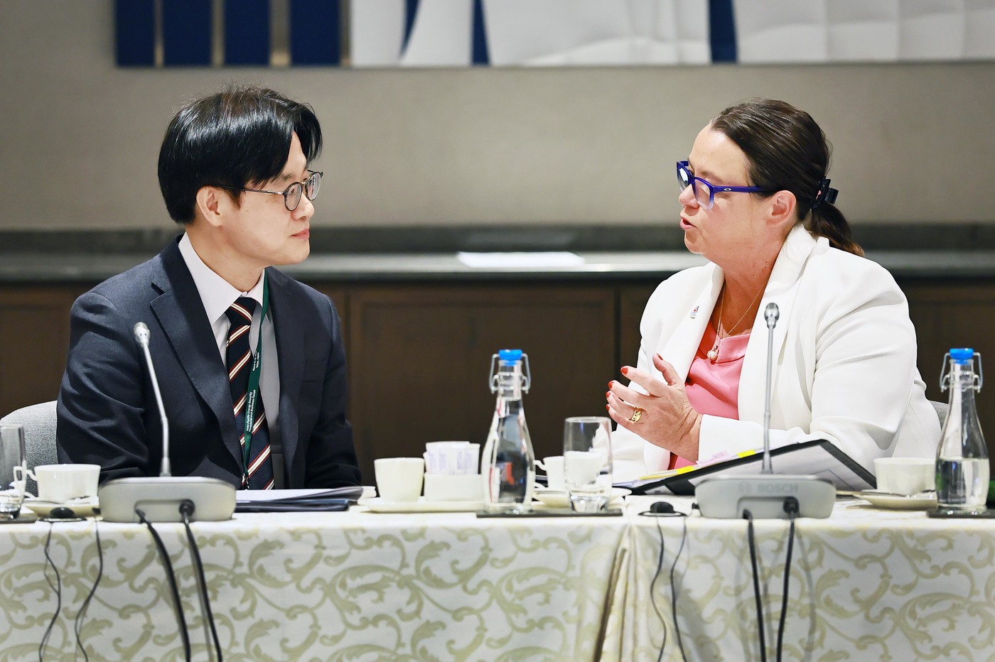 (서울=뉴스1) = 김정관 산업통상자원부 장관이 15일(현지시간) 일본 도쿄에서 열린 ‘제1차 인도·태평양 에너지 안보 장관회의 및 비즈니스 포럼’을 계기로 매들린 킹 호주 자원· …