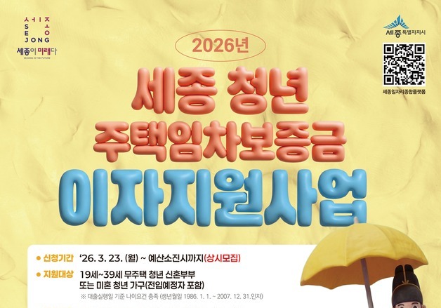 세종시, 청년 전월세 보증금 이자 지원…최대 1억원 4.1%까지