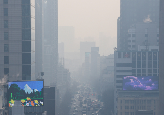 국외 미세먼지 유입, 뿌연 도심