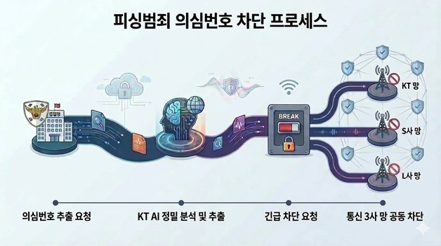 KT, 경찰청과 AI로 피싱 의심번호 선제 차단…피해 신고 25% 감소