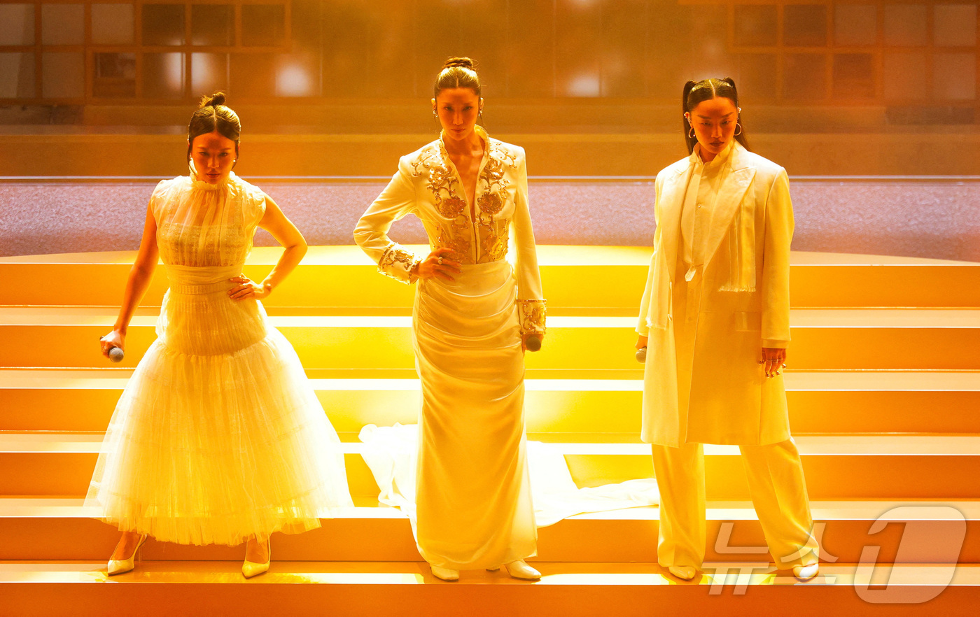 (로이터=뉴스1) 임세영 기자 = K팝 데몬 헌터스의 레이 아미, 이재, 오드리 누나가 15일(현지시간) 미국 캘리포니아주 로스앤젤레스 할리우드에서 열린 제98회 아카데미 시상식에 …