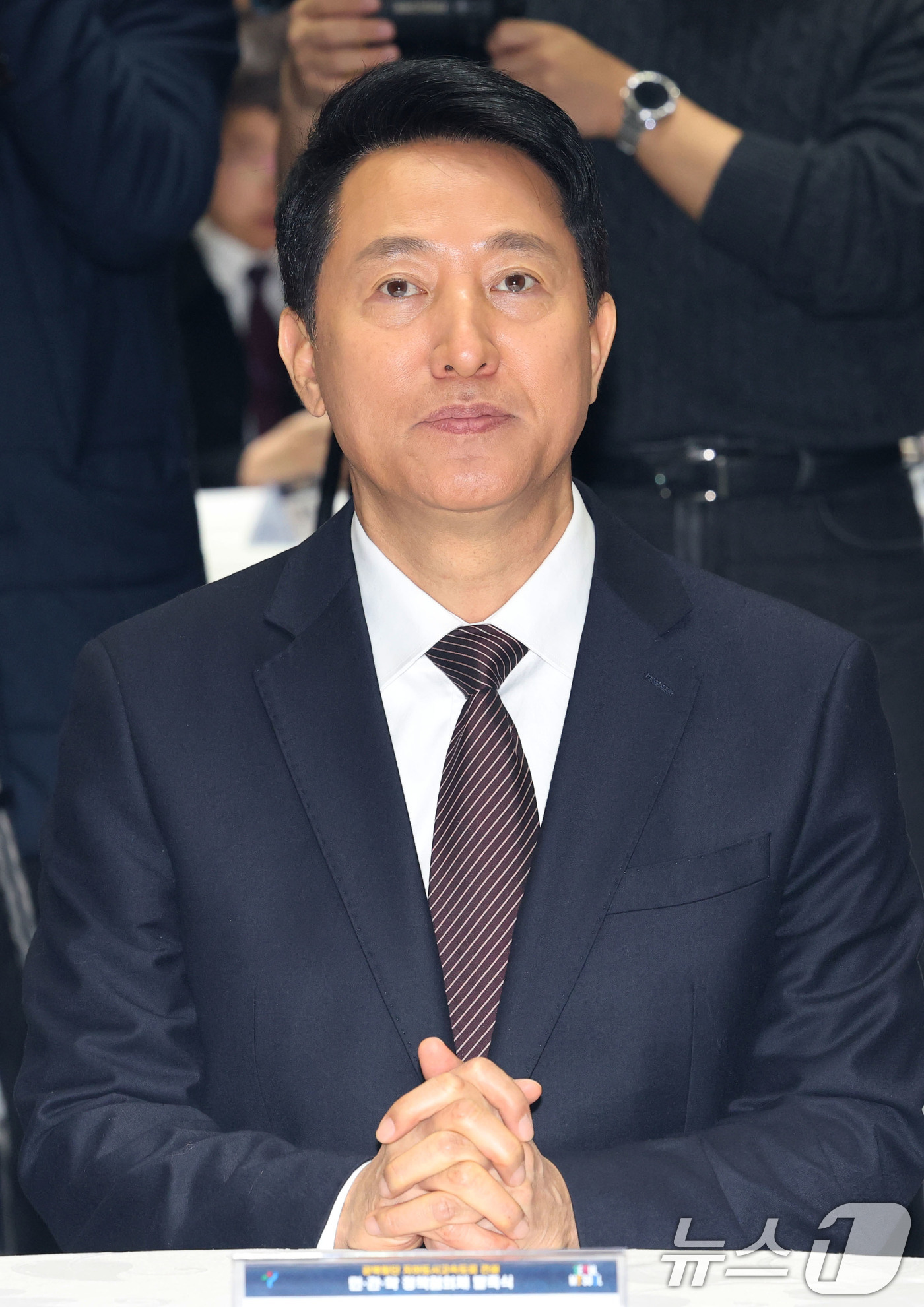 (서울=뉴스1) 이광호 기자 = 오세훈 서울시장이 16일 오전 서울시청에서 열린 강북횡단 지하도시고속도로 건설 민·관·학 정책협의체 발족식에 참석해 있다. 2026.3.16/뉴스1 …