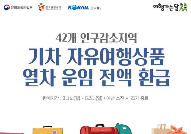 코레일, 봄맞이 기차여행 할인…인구감소지역 열차 운임 100% 쿠폰