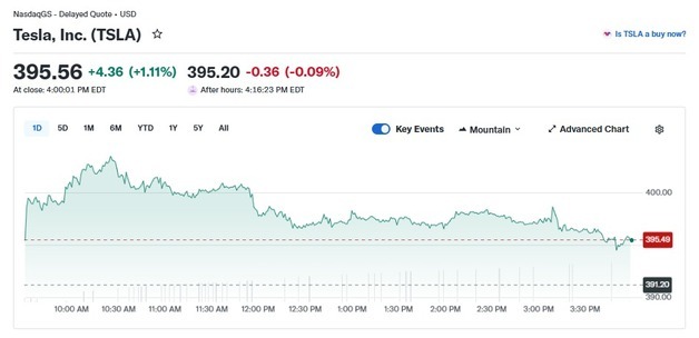 “머스크 재산 전세계 GDP의 1%” 테슬라 1.11% 상승