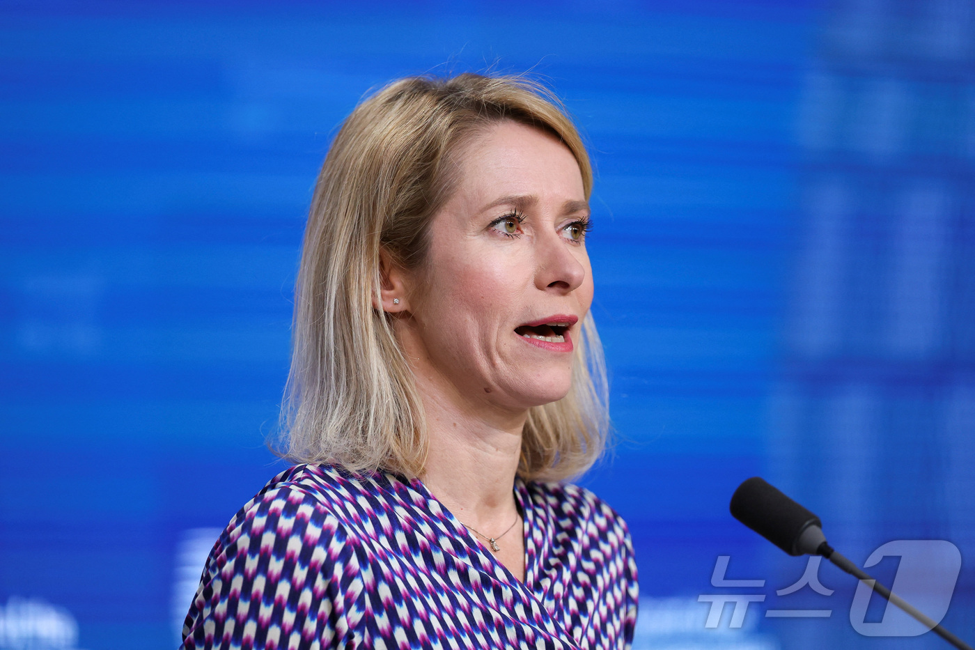 (브뤼셀 로이터=뉴스1) 이창규 기자 = 카야 칼라스 유럽연합(EU) 외교·안보 고위대표가 16일(현지시간) EU 에너지 및 외교장관 회의 후 기자회견을 하고 있다. 2026.3. …