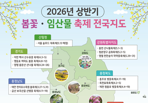 산림청, 상반기 '봄꽃·임산물 축제 전국지도' 발간