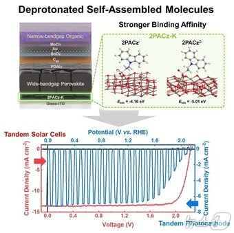 본문 이미지 - 탈양성자화 기술이 적용된 태양전지와 광전극 성능.(UNIST 제공. 재판매 및 DB금지)/뉴스1