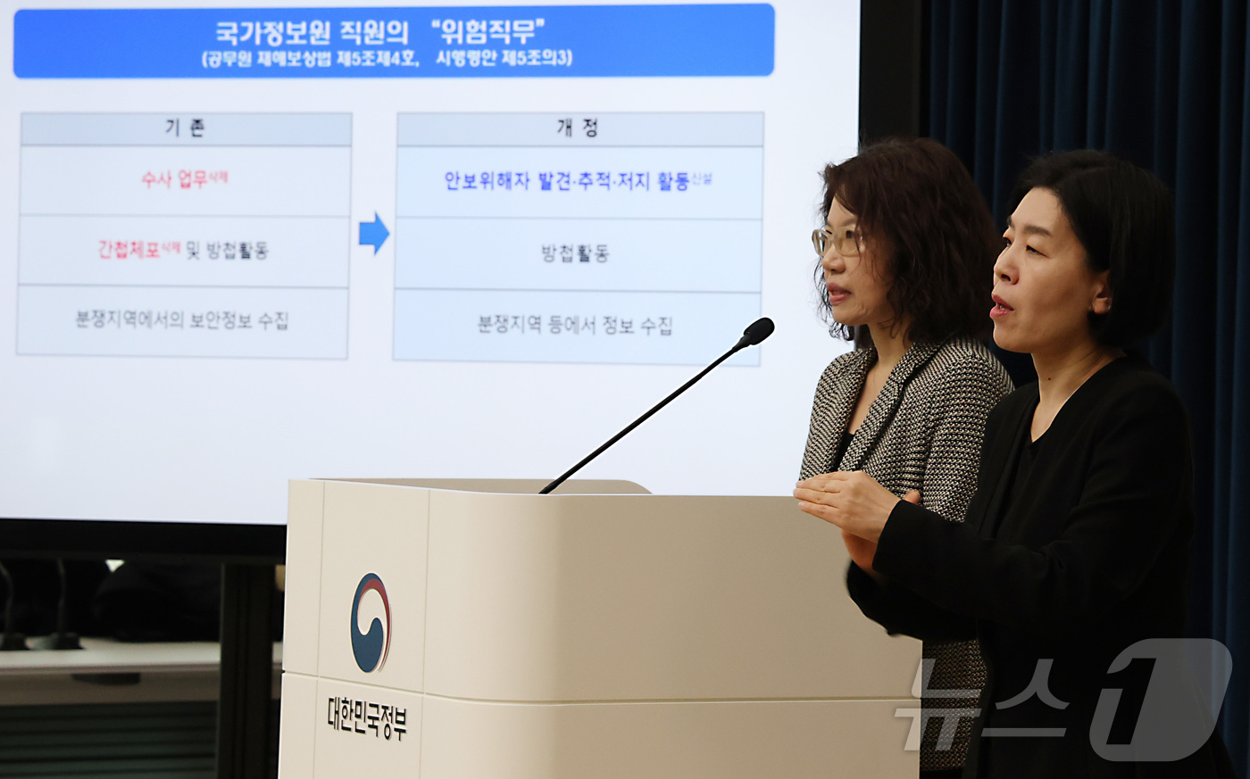 (세종=뉴스1) 김기남 기자 = 김정연 인사혁신처 재해보상정책관이 17일 세종시 정부세종청사 중앙동에서 공무원 재해보상법 시행령 일부개정령안 입법예고 내용을 발표하고 있다.인사혁신 …