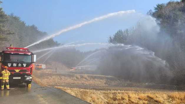 강원소방, 양양서 동해안 대형산불 대비·대응 실제 동원훈련