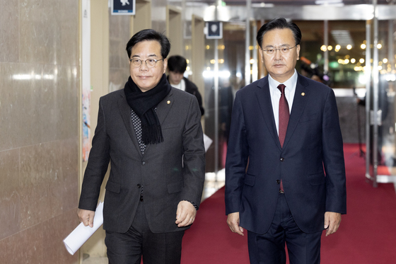 국회의장실 항의 방문하는 송언석·유상범