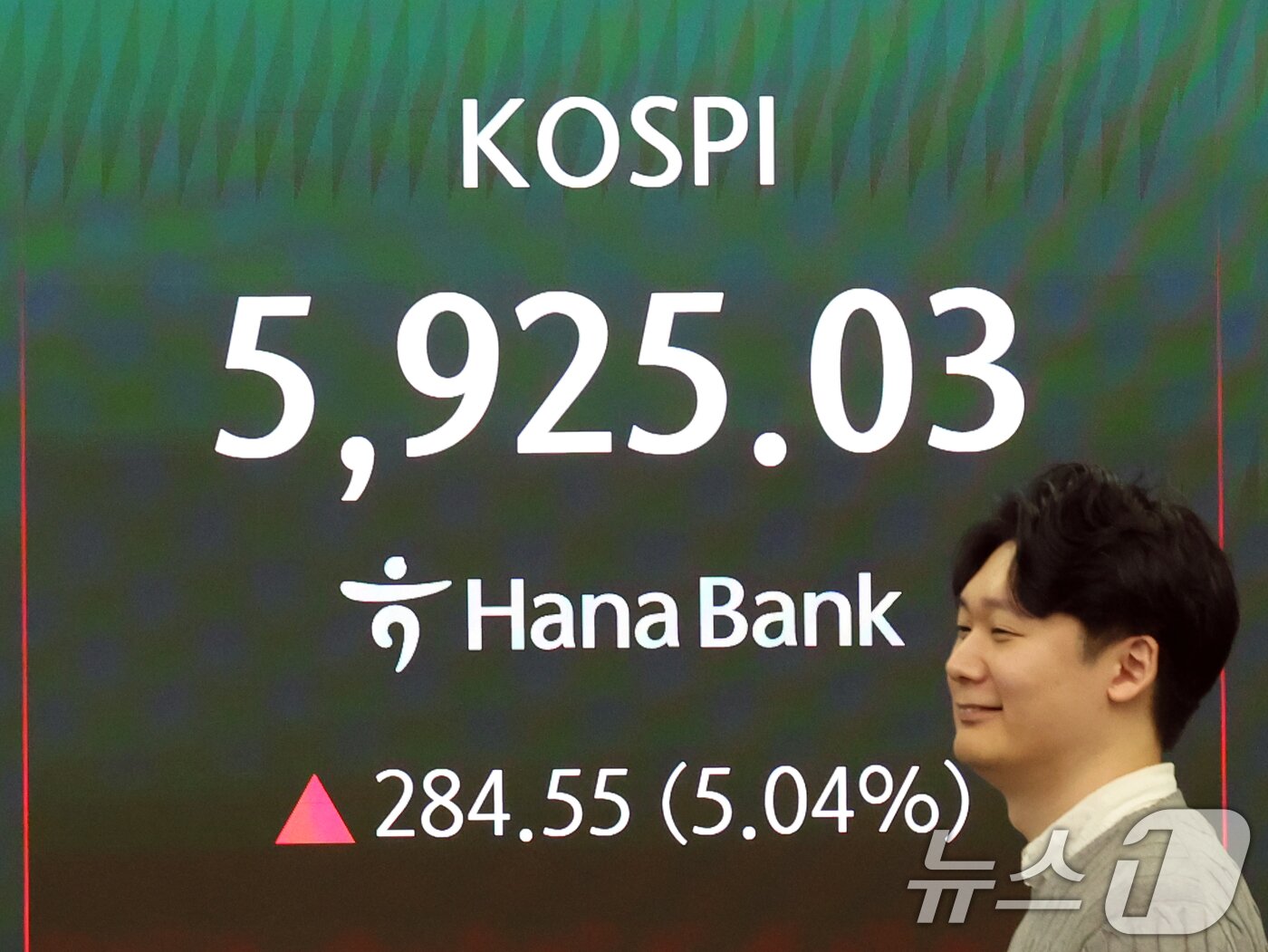 본문 이미지 - 18일 오후 서울 중구 하나은행 본점 딜링룸 전광판에 종가가 표시되고 있다.  2026.3.18 ⓒ 뉴스1 황기선 기자