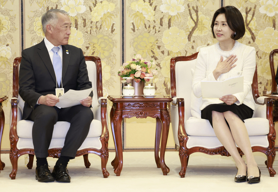 김혜경 여사, 제롬 김 국제백신연구소 사무총장 접견