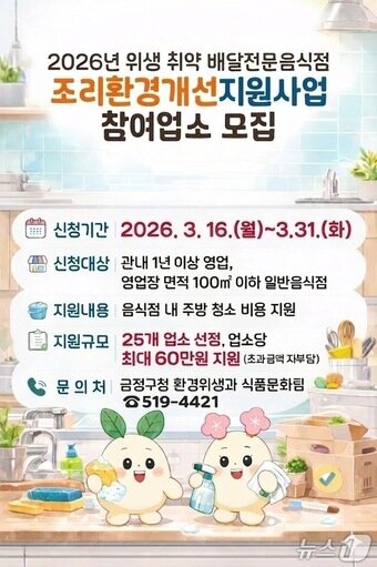 본문 이미지 - 조리 환경 개선 지원사업 안내 포스터.(금정구 제공. 재판매 및 DB금지)