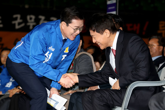 인사나누는 오세훈·정원오