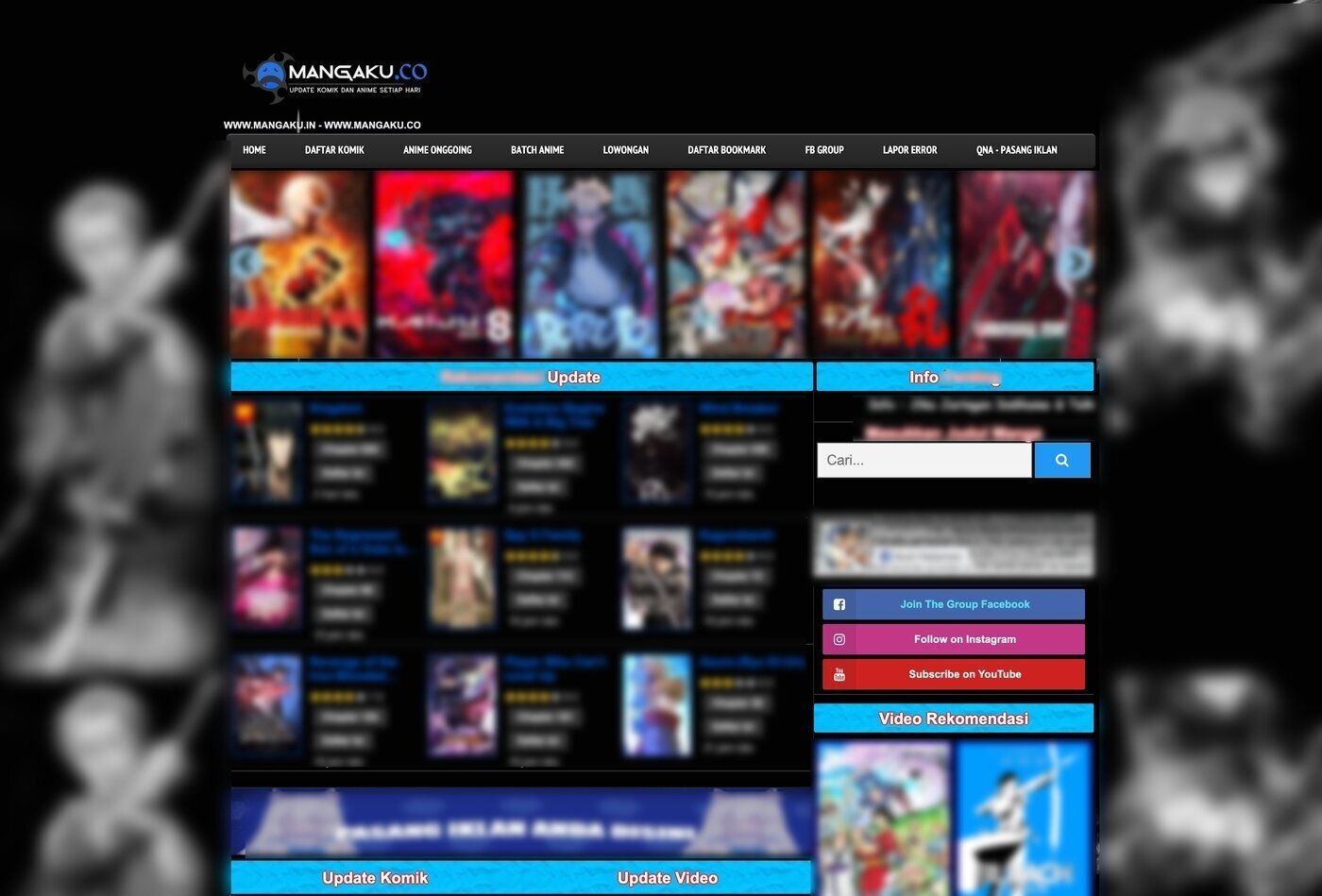 본문 이미지 - 폐쇄 전 동남아시아 최대 불법 웹툰 유통 사이트 '망가쿠'(Mangaku) 화면 (카카오엔터테인먼트 제공)