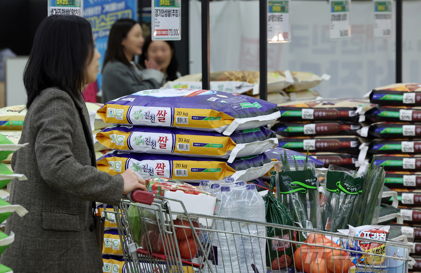 (서울=뉴스1) 김진환 기자 = 쌀 가격 상승세가 이어지고 있는 19일 서울 서초구 하나로마트 양재점을 찾은 고객이 쌀 상품을 살펴보고 있다.19일 한국농수산식품유통공사 집계에 따 …