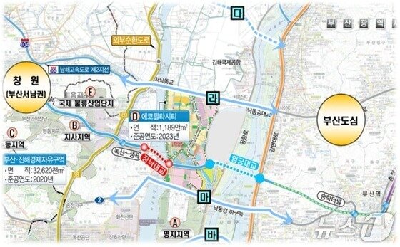 본문 이미지 - 부산 엄궁대교 건설 예상 지도.(부산시 제공. 재판매 및 DB 금지)