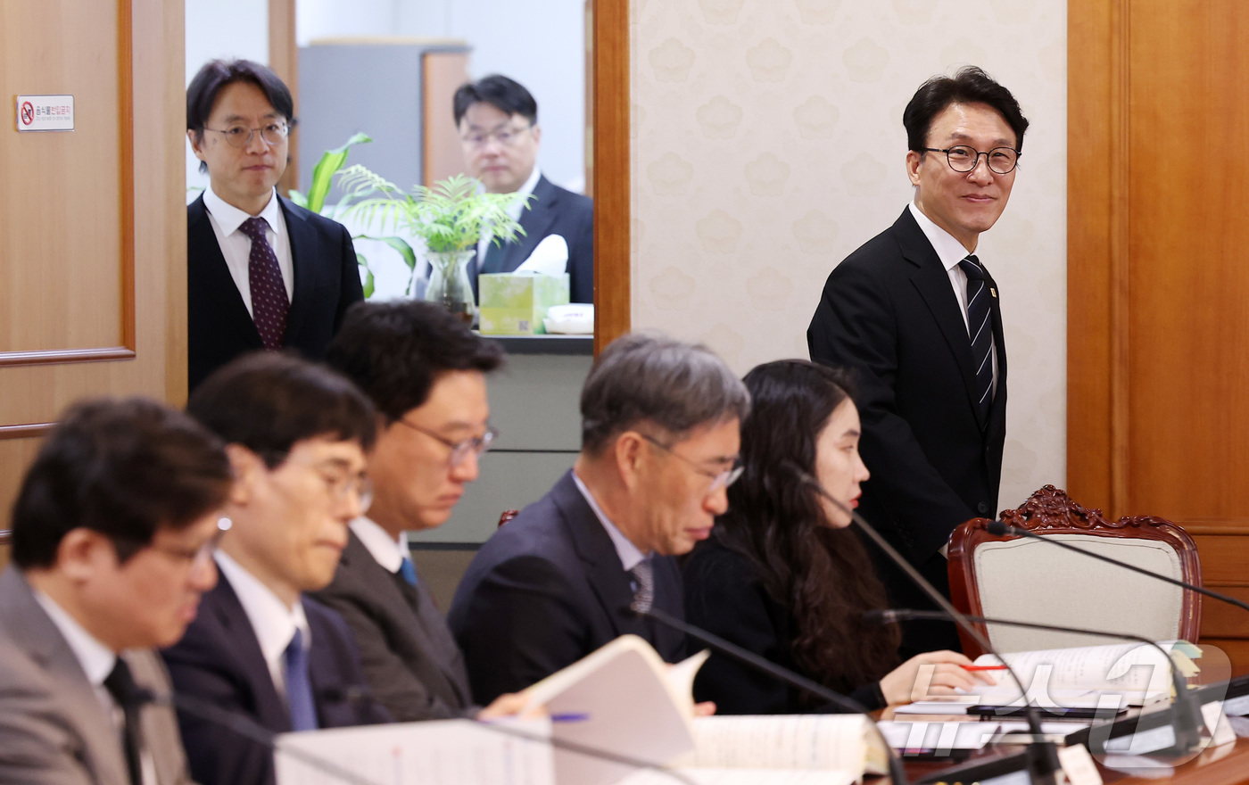 (서울=뉴스1) 김성진 기자 = 김민석 국무총리가 20일 서울 종로구 정부서울청사에서 열린 국가지식재산위원회 회의에 참석하고 있다. 2026.3.20/뉴스1