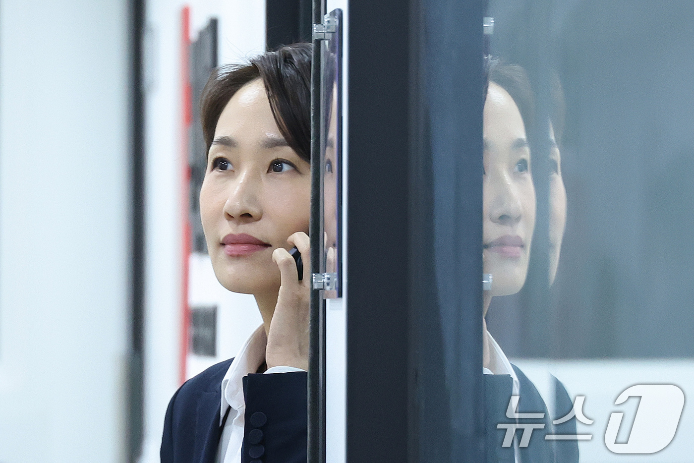 (서울=뉴스1) 신웅수 기자 = 김수민 전 충청북도 정무부지사가 20일 서울 여의도 국민의힘 당사에서 열린 충북지사 후보 면접에 참석하고 있다. 2026.3.20/뉴스1