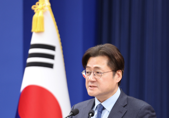 서울-양평 고속도로 사업  브리핑하는 홍익표 정무수석