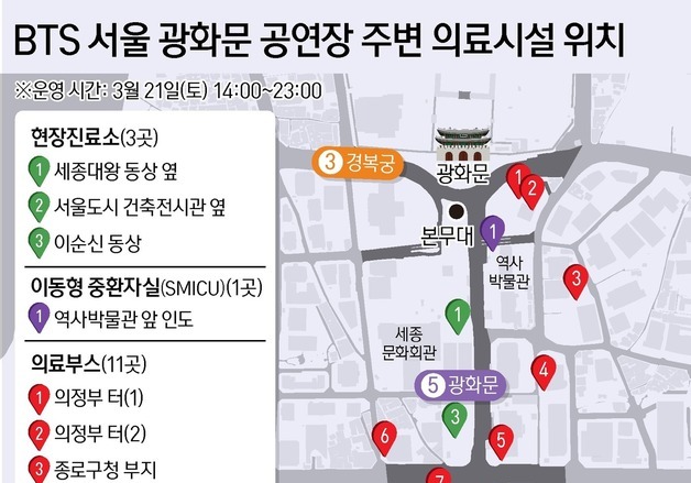 "다치면 여기로 가세요"…BTS 공연장 '구급차·화장실' 위치는