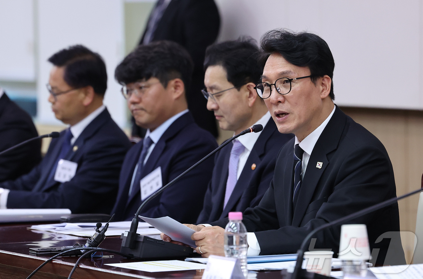 (서울=뉴스1) 김성진 기자 = 김민석 국무총리가 20일 서울 종로구 정부서울청사에서 열린 범정부 드론·대드론 통합 TF 출범식 및 전체회의에서 모두발언을 하고 있다. 2026.3 …