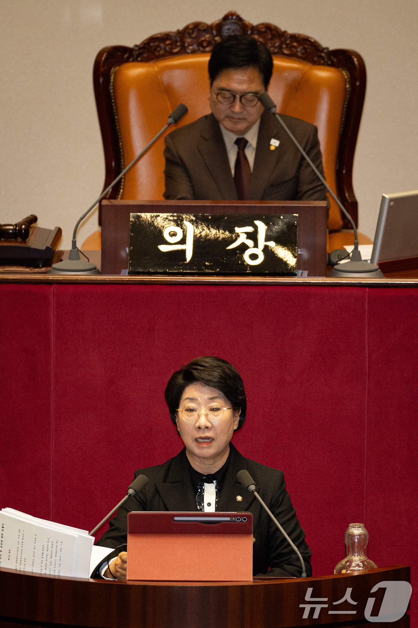 (서울=뉴스1) 유승관 기자 = 이달희 국민의힘 의원이 20일 서울 여의도 국회에서 열린 제433회 국회(임시회) 제2차 본회의에서 중대범죄수사청 조직 및 운영에 관한 법률안(대안 …