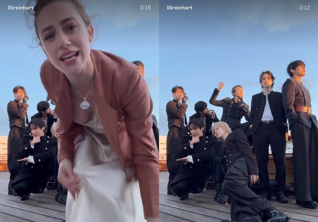 美 배우 릴리 라인하트, 방탄소년단과 유쾌한 '스윔' 인증 영상