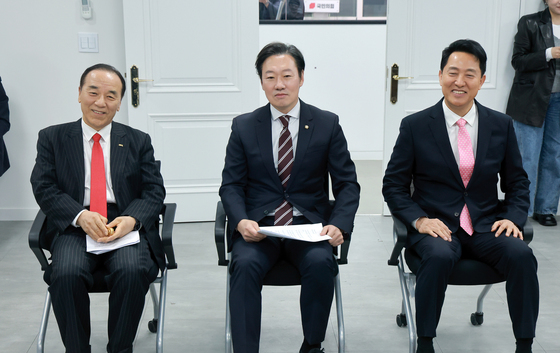 나란히 앉은 국민의힘 서울시장 예비후보자들