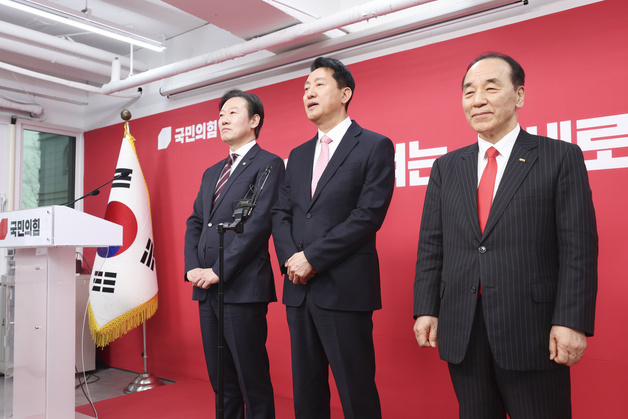 면접 마치고 브리핑 하는 국민의힘 서울시장 후보들