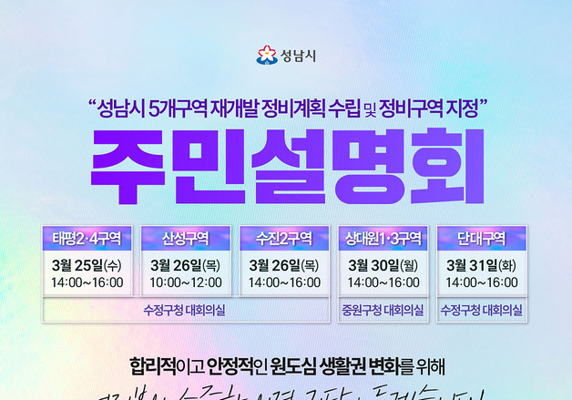 성남시, 수정·중원 재개발 정비계획안 주민설명회