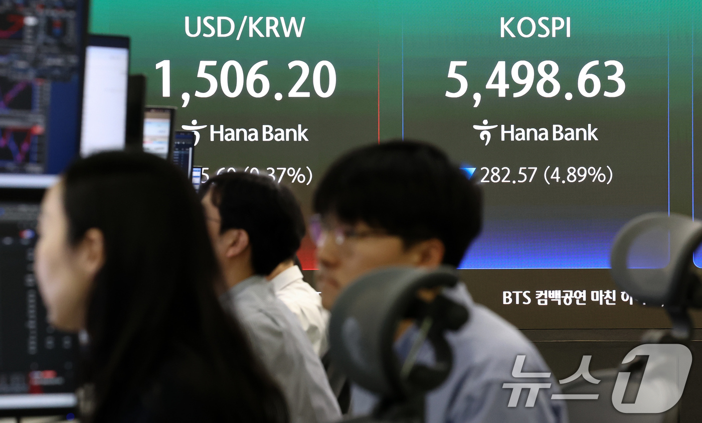 (서울=뉴스1) 최지환 기자 = 코스피가 장 초반 급락하며 매도 사이드카가 발동된 23일 오전 서울 중구 하나은행 딜링룸 전광판에 증시 시황이 표시되고 있다. 2026.3.23/뉴 …