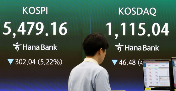 5% 넘게 급락하는 코스피