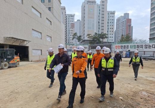 광주 남부소방서, 대형 공사장서 봄철 화재 예방 지도