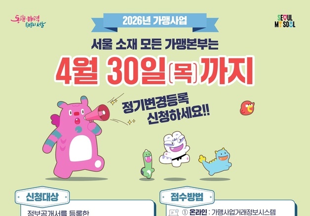 서울시 "프랜차이즈 가맹본부, 정보공개서 정기 변경등록 하세요"