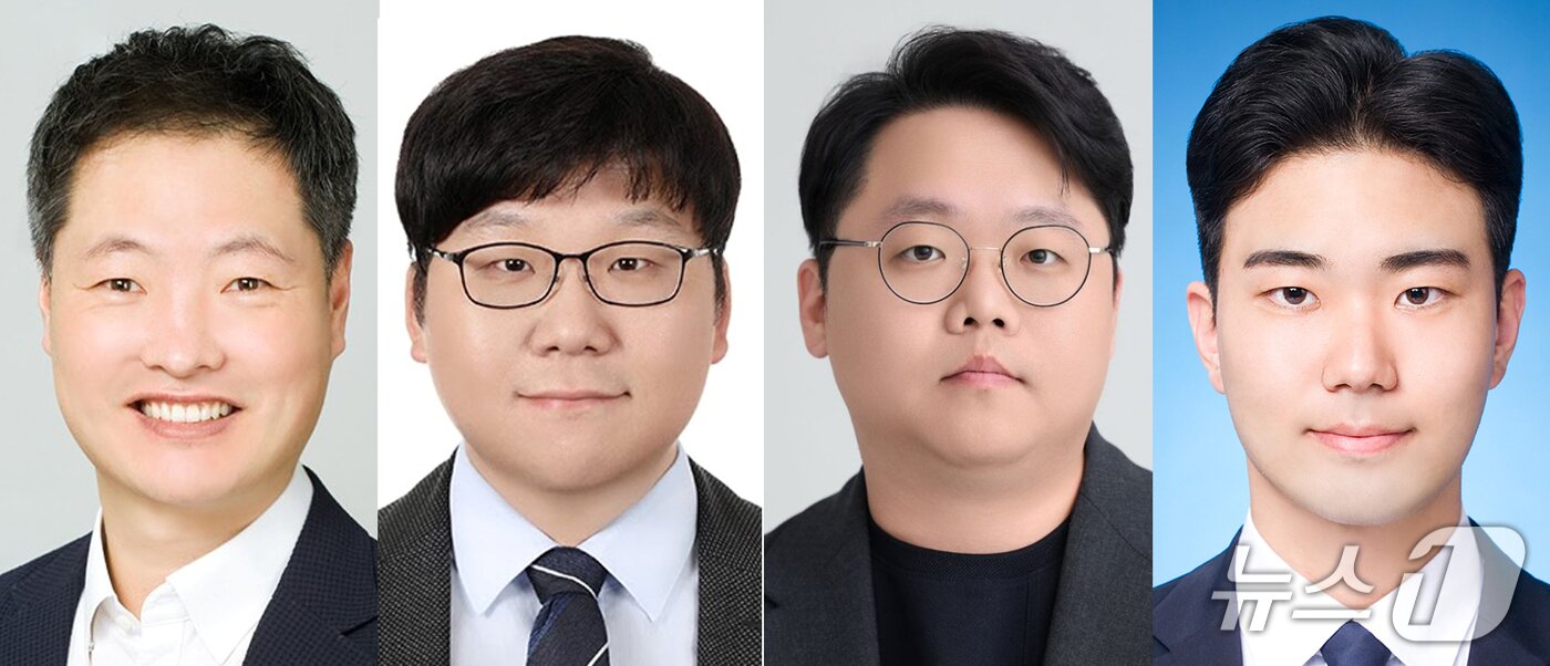 본문 이미지 - 사진 왼쪽부터 한태희 한양대학교 유기나노공학과 교수(교신저자), 위정재 한양대학교 유기나노공학과 교수(교신저자), 엄원식 단국대학교 융합소재 교수(교신저자), 정우재 한양대학교 유기나노공학과(제1저자). (한국연구재단 제공. 재판매 및 DB금지) 2026.3.26/뉴스1