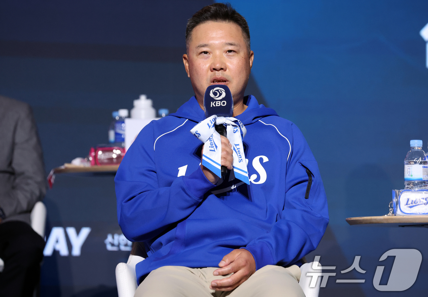 (서울=뉴스1) 김명섭 기자 = 26일 오후 서울 잠실 롯데호텔 월드에서 열린 2026 신한 SOL KBO 리그 미디어데이&팬페스트’에서 삼성 라이온즈 박진만 감독이 포부와 각오를 …