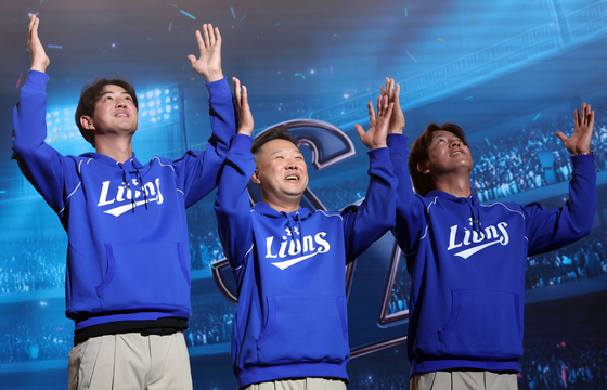 팀 세리머니하는 삼성 라이온즈