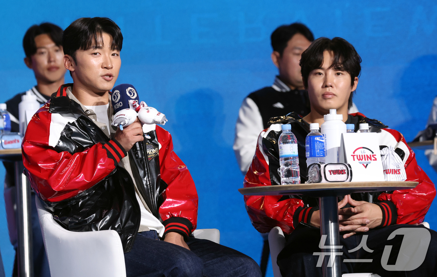(서울=뉴스1) 김명섭 기자 = 26일 오후 서울 잠실 롯데호텔 월드에서 열린 2026 신한 SOL KBO 리그 미디어데이&팬페스트’에서 LG 트윈스 박해민 선수가 각오를 밝하고 …